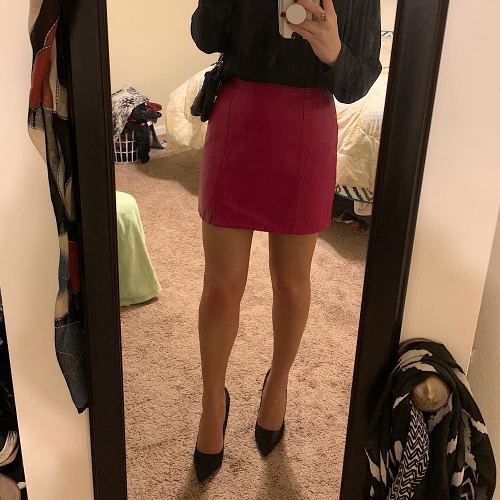 Pink Magenta Leather Mini Skirt, Forever 21